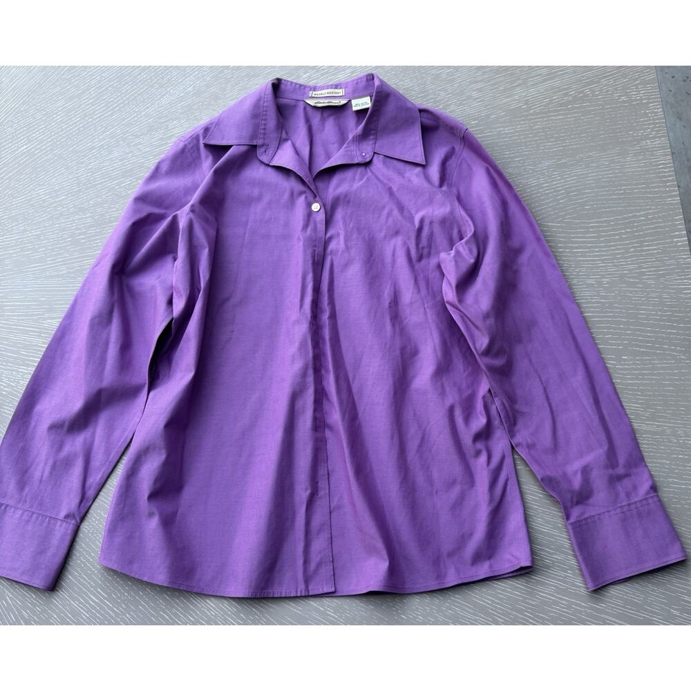 Eddie Bauer Women's Purple Wrinkle-Resistant Cotton Button-Up Shirt - Size L